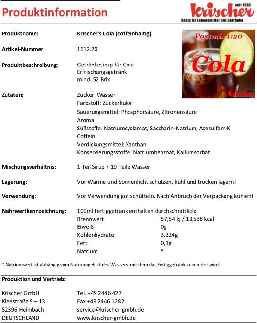 Cola-coffeinhaltig 1612.20